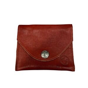 KK Leather Envelope Wallet Unisex OS Red Brown Good Buffalo Nickel Floral Tooled